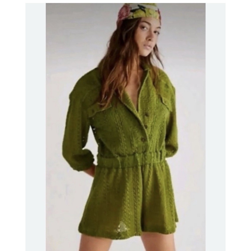 Free People Beach Ryan‎ Knit Crochet Romper One Piece Size XS Women's